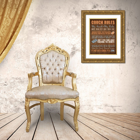 Couch Rules Gold Ornate Wood Framed Art Print with Double Matting by Marrott, Stephanie