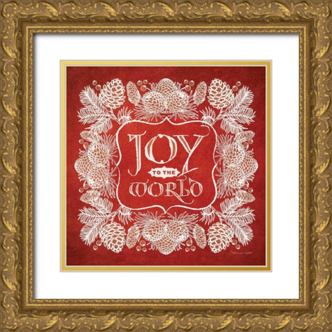 Christmas Red Gold Ornate Wood Framed Art Print with Double Matting by Marrott, Stephanie