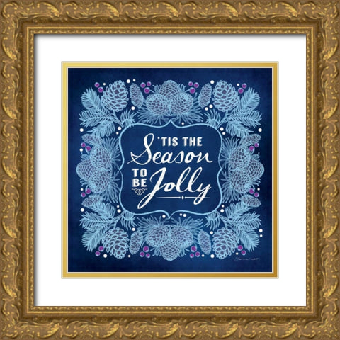 Season Blue Gold Ornate Wood Framed Art Print with Double Matting by Marrott, Stephanie