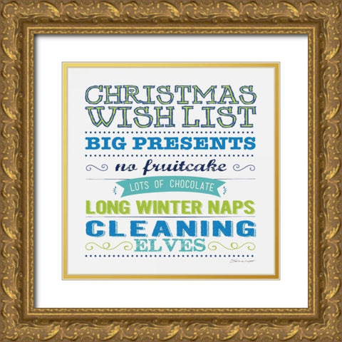 Wish List B Gold Ornate Wood Framed Art Print with Double Matting by Marrott, Stephanie