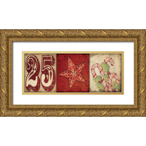 Holiday 3 Patch II Gold Ornate Wood Framed Art Print with Double Matting by Marrott, Stephanie