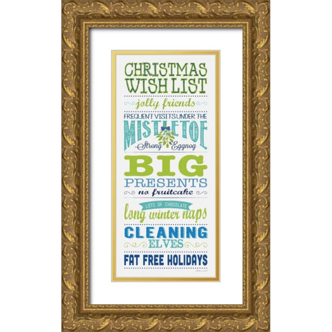 Wish List Gold Ornate Wood Framed Art Print with Double Matting by Marrott, Stephanie