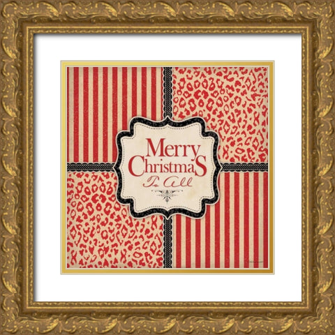 Merry Christmas II Gold Ornate Wood Framed Art Print with Double Matting by Marrott, Stephanie