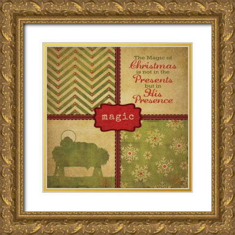 His Presence - Green Gold Ornate Wood Framed Art Print with Double Matting by Marrott, Stephanie