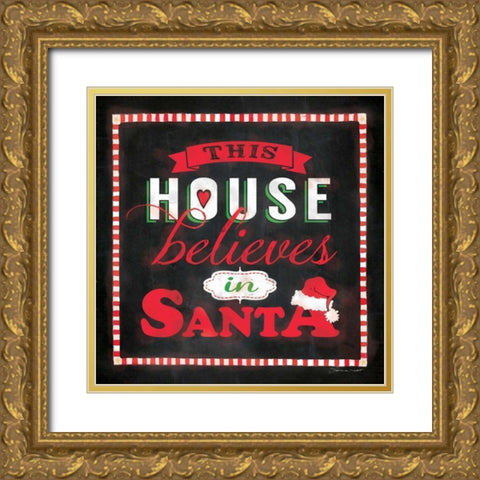 This House Chalk Gold Ornate Wood Framed Art Print with Double Matting by Marrott, Stephanie