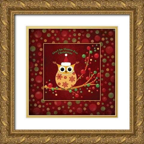 Owl Be Home Gold Ornate Wood Framed Art Print with Double Matting by Marrott, Stephanie