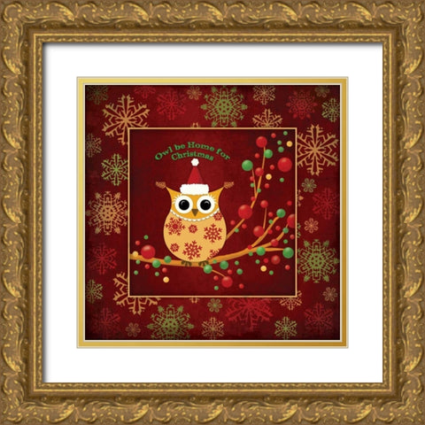 Owl Be Home Gold Ornate Wood Framed Art Print with Double Matting by Marrott, Stephanie