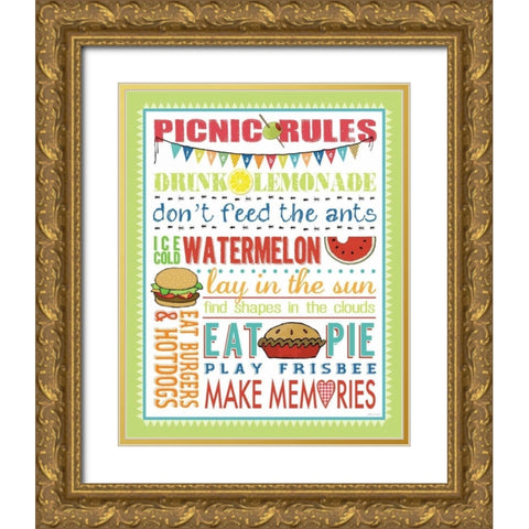 Picnic Rules Gold Ornate Wood Framed Art Print with Double Matting by Marrott, Stephanie