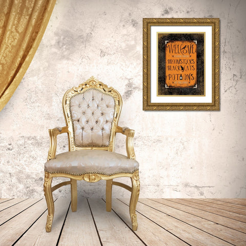 Welcome   Gold Ornate Wood Framed Art Print with Double Matting by Marrott, Stephanie