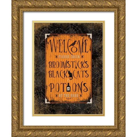 Welcome   Gold Ornate Wood Framed Art Print with Double Matting by Marrott, Stephanie
