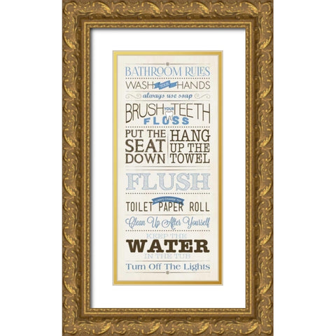 Bathroom Gold Ornate Wood Framed Art Print with Double Matting by Marrott, Stephanie