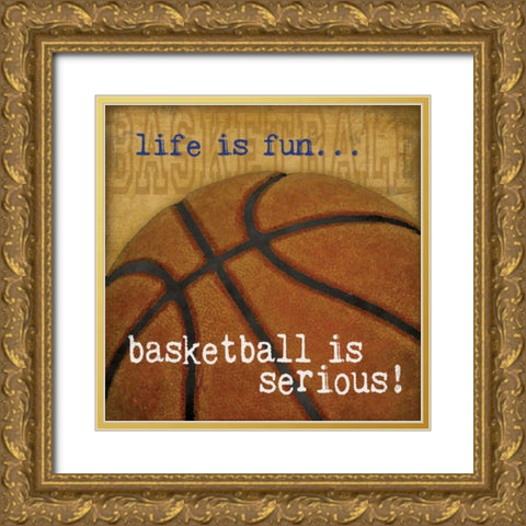 Basketball Gold Ornate Wood Framed Art Print with Double Matting by Marrott, Stephanie