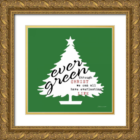 Everlasting - Green Gold Ornate Wood Framed Art Print with Double Matting by Marrott, Stephanie