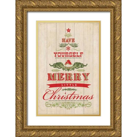 Merry Christmas Gold Ornate Wood Framed Art Print with Double Matting by Marrott, Stephanie