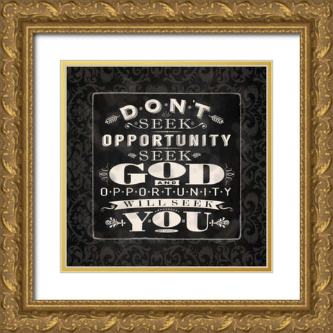 Seek God BandW Gold Ornate Wood Framed Art Print with Double Matting by Marrott, Stephanie