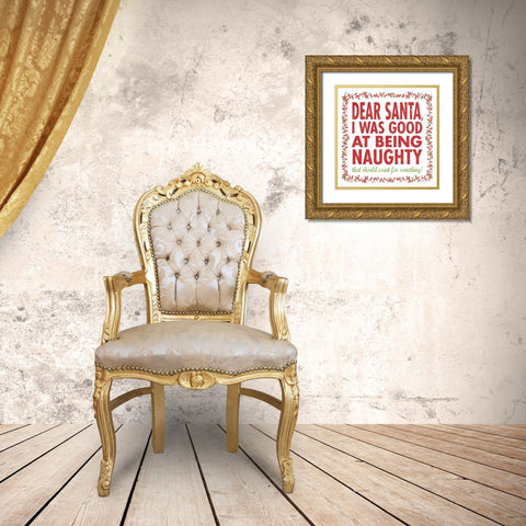 Dear Santa White Gold Ornate Wood Framed Art Print with Double Matting by Marrott, Stephanie