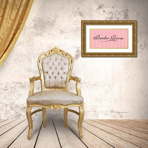 Powder Room Gold Ornate Wood Framed Art Print with Double Matting by Marrott, Stephanie
