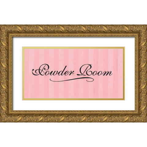 Powder Room Gold Ornate Wood Framed Art Print with Double Matting by Marrott, Stephanie