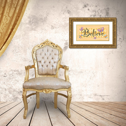 Believe Gold Ornate Wood Framed Art Print with Double Matting by Marrott, Stephanie