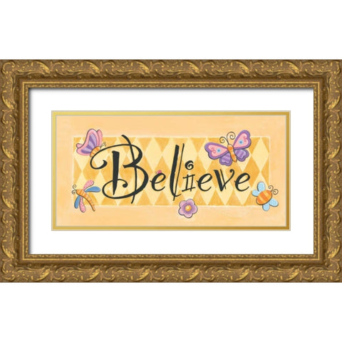 Believe Gold Ornate Wood Framed Art Print with Double Matting by Marrott, Stephanie