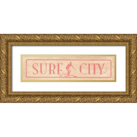 Surf City Gold Ornate Wood Framed Art Print with Double Matting by Marrott, Stephanie