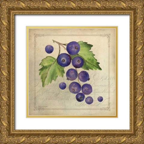 Blueberry Collage Gold Ornate Wood Framed Art Print with Double Matting by Marrott, Stephanie