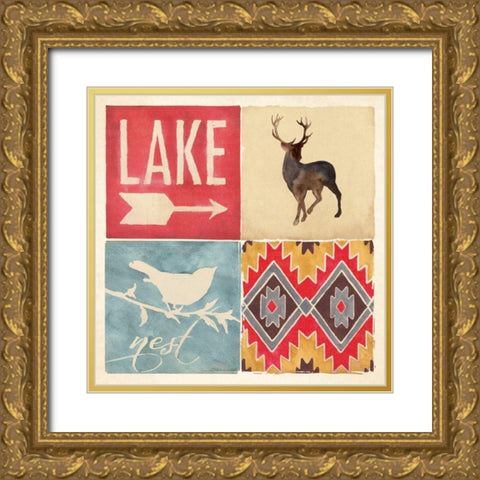 lodge Collage V Gold Ornate Wood Framed Art Print with Double Matting by Marrott, Stephanie