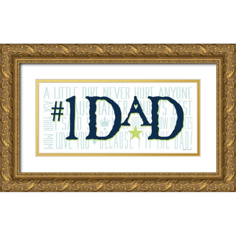 #1 Dad II Gold Ornate Wood Framed Art Print with Double Matting by Marrott, Stephanie