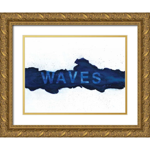 Blue Waves Gold Ornate Wood Framed Art Print with Double Matting by Marrott, Stephanie