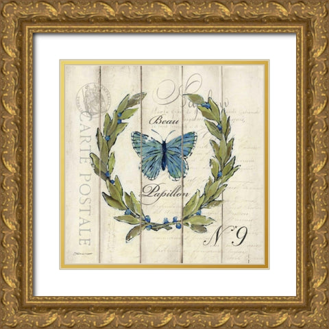 Butterfly Laurel Gold Ornate Wood Framed Art Print with Double Matting by Marrott, Stephanie