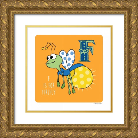 F is For Firefly Gold Ornate Wood Framed Art Print with Double Matting by Marrott, Stephanie