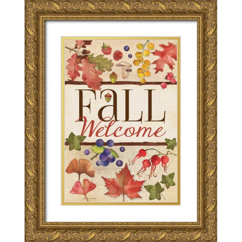 Harvest Flag Gold Ornate Wood Framed Art Print with Double Matting by Marrott, Stephanie