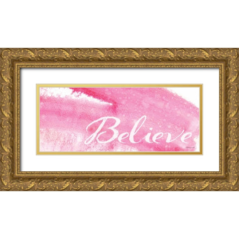 Believe Gold Ornate Wood Framed Art Print with Double Matting by Marrott, Stephanie