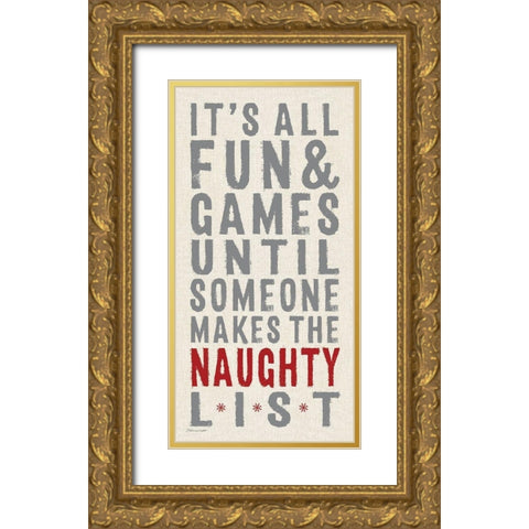 The Naughty List Gold Ornate Wood Framed Art Print with Double Matting by Marrott, Stephanie