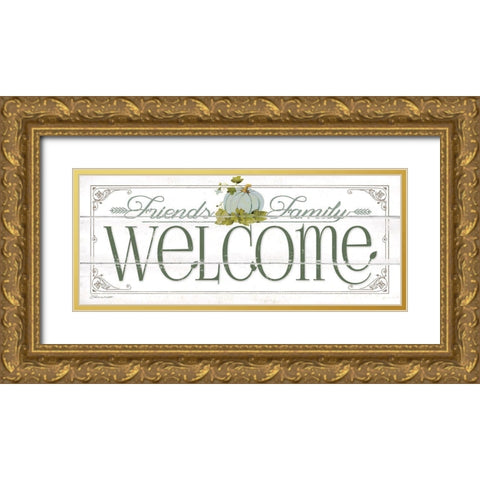 Autumn Welcome Gold Ornate Wood Framed Art Print with Double Matting by Marrott, Stephanie