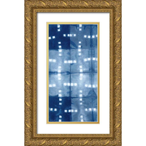 Indigo Panel II Gold Ornate Wood Framed Art Print with Double Matting by Marrott, Stephanie