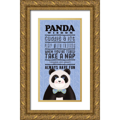 Panda Wisdom Gold Ornate Wood Framed Art Print with Double Matting by Marrott, Stephanie
