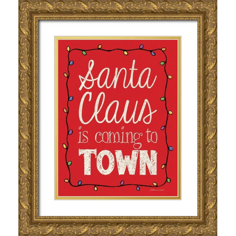 Santa Claus Gold Ornate Wood Framed Art Print with Double Matting by Marrott, Stephanie