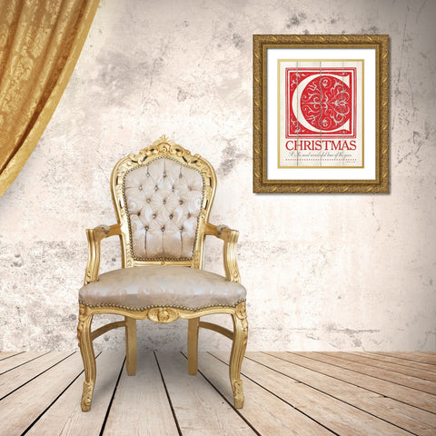 Christmas Gold Ornate Wood Framed Art Print with Double Matting by Marrott, Stephanie