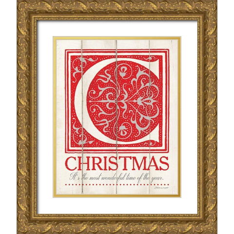 Christmas Gold Ornate Wood Framed Art Print with Double Matting by Marrott, Stephanie