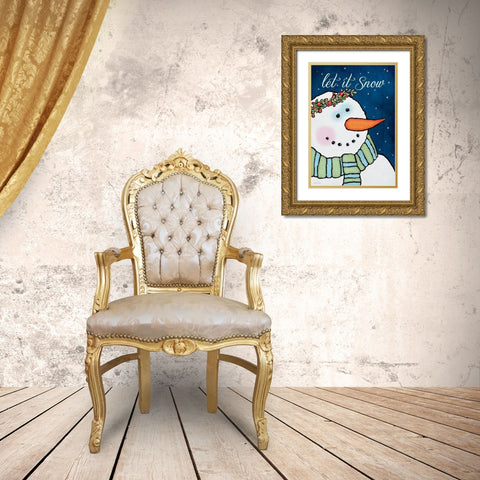 Let it Snow Gold Ornate Wood Framed Art Print with Double Matting by Marrott, Stephanie