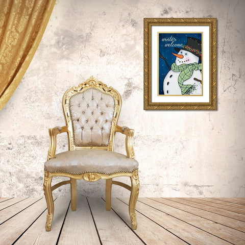 Winter Welcome Gold Ornate Wood Framed Art Print with Double Matting by Marrott, Stephanie