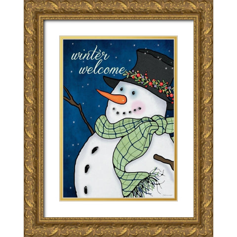 Winter Welcome Gold Ornate Wood Framed Art Print with Double Matting by Marrott, Stephanie