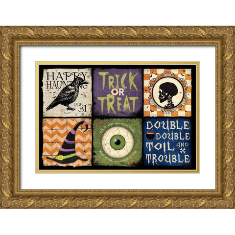 Halloween Patch Gold Ornate Wood Framed Art Print with Double Matting by Marrott, Stephanie