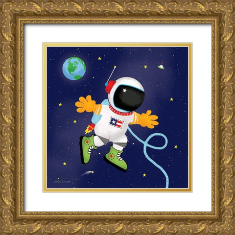 Astronaut In Space Gold Ornate Wood Framed Art Print with Double Matting by Marrott, Stephanie