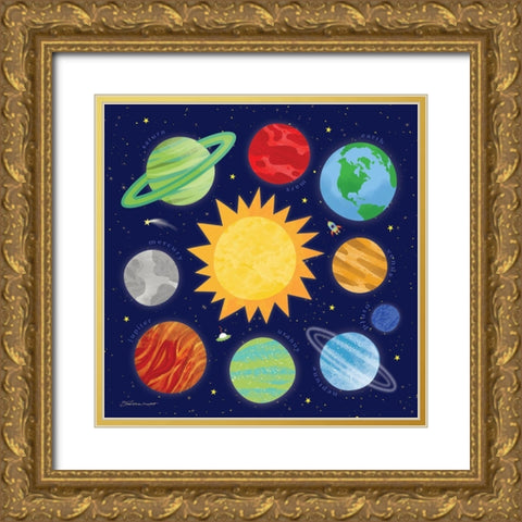 Our Solar System Gold Ornate Wood Framed Art Print with Double Matting by Marrott, Stephanie