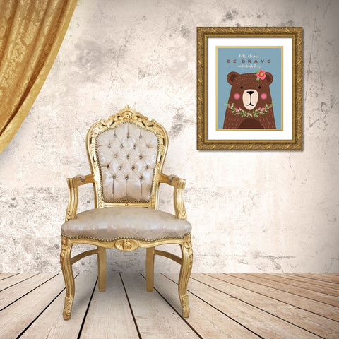 Brave Bear Gold Ornate Wood Framed Art Print with Double Matting by Marrott, Stephanie