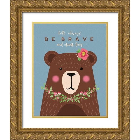 Brave Bear Gold Ornate Wood Framed Art Print with Double Matting by Marrott, Stephanie