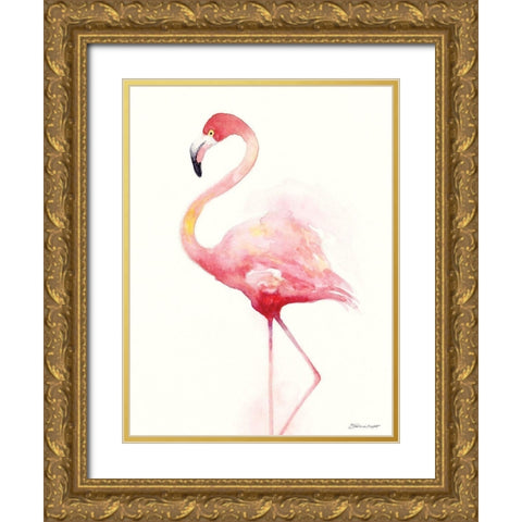 Flamingo I Gold Ornate Wood Framed Art Print with Double Matting by Marrott, Stephanie
