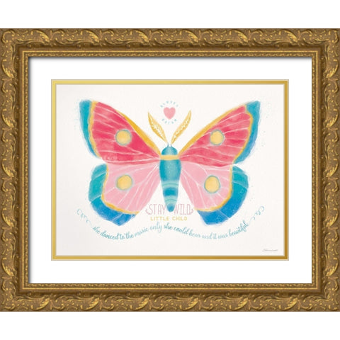 Butterfly Colors Gold Ornate Wood Framed Art Print with Double Matting by Marrott, Stephanie